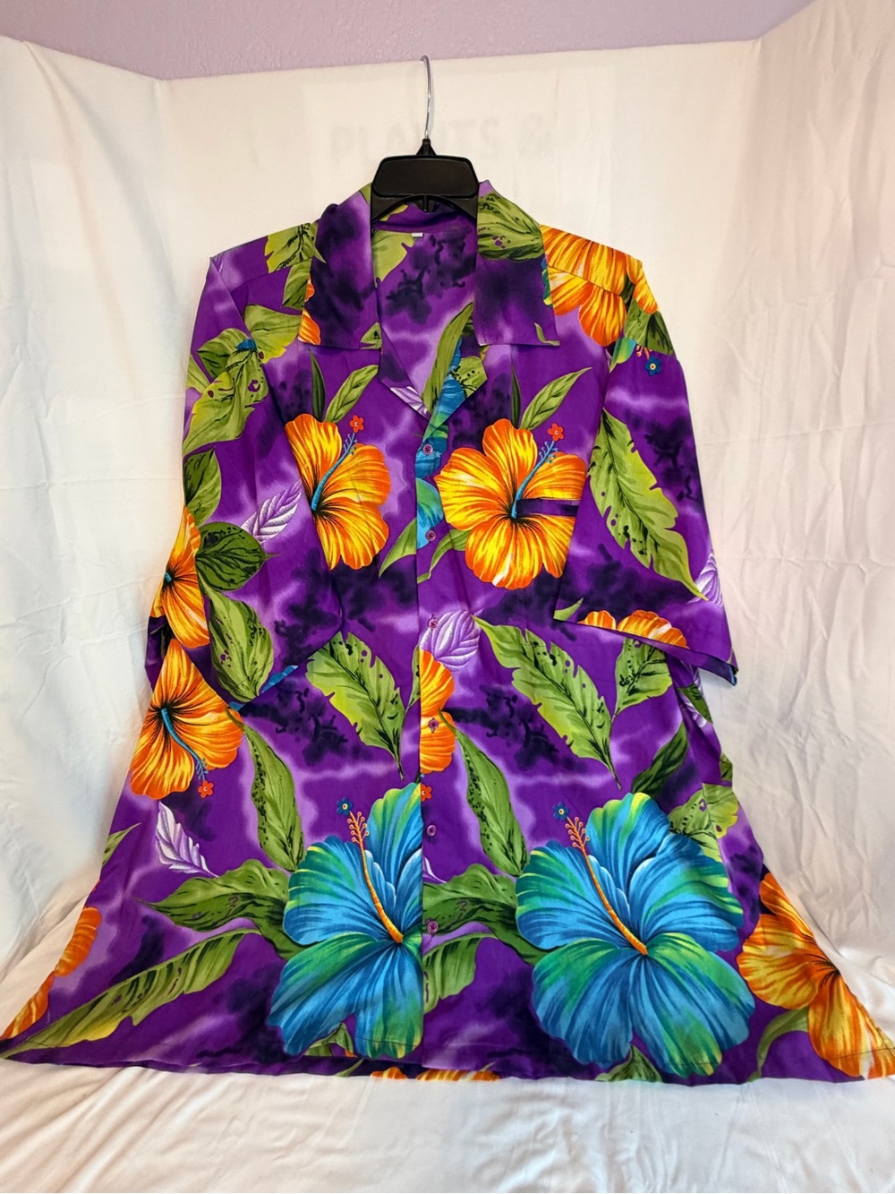 Purple tropical Hawaiian Button-Up Shirt 6XL